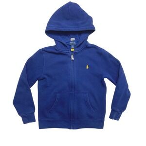 Polo Ralph Lauren Hoodie Kids 6 Blue Yellow Pony Full Zip Sweatshirt